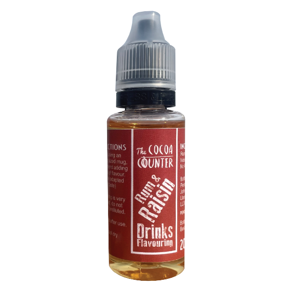 Rum and Raisin Drink Flavouring in a 20ml. bottle.