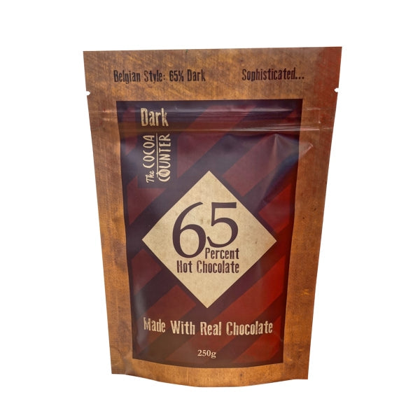 65% Dark Luxury  Chocolate Flakes in a 250 grams bag.