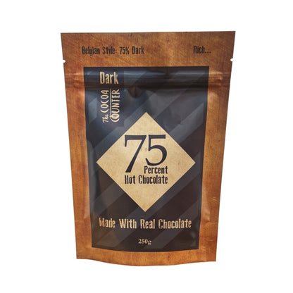 75% Dark Luxury  Chocolate Flakes in a 250 gram bag.
