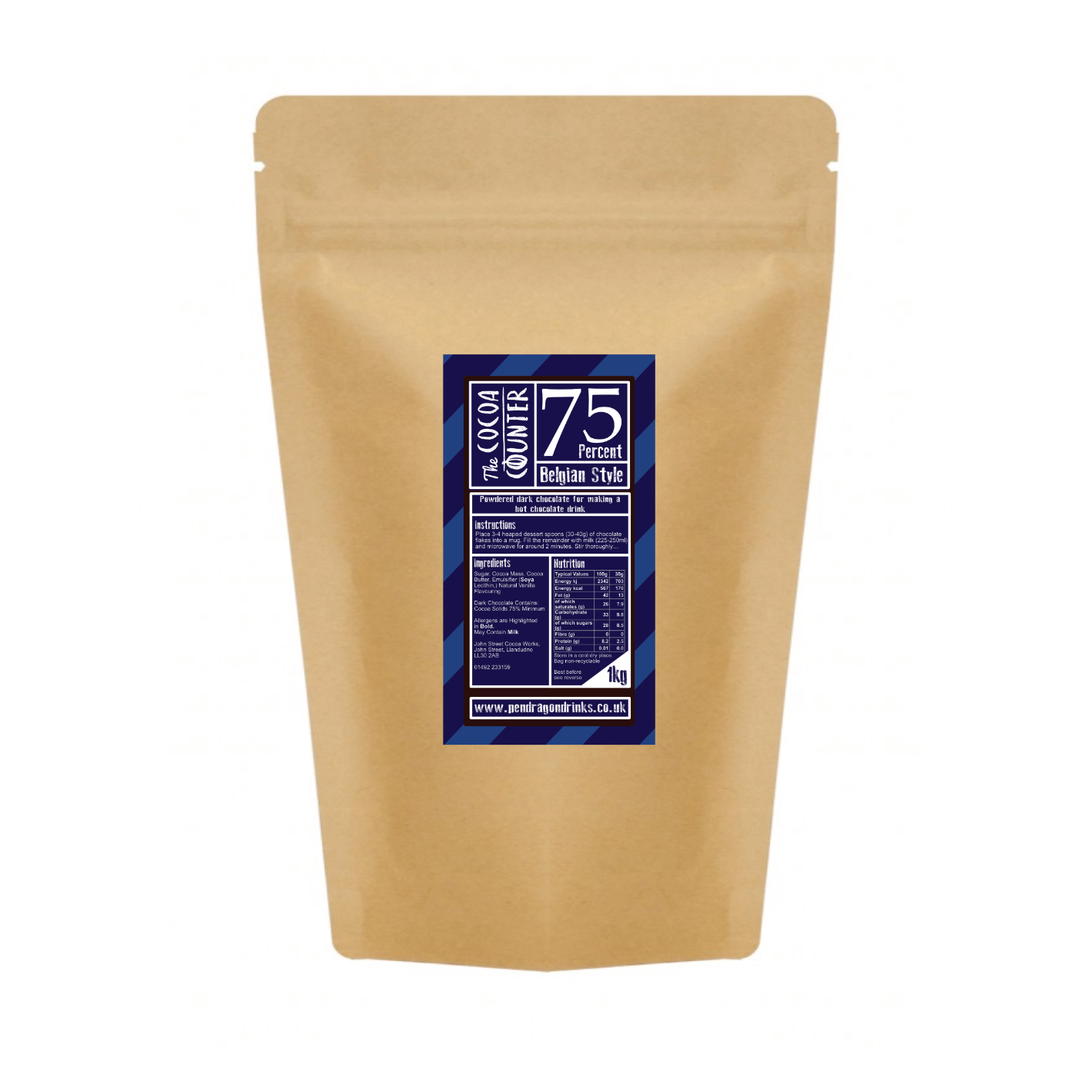 65% Dark Luxury  Chocolate Flakes in a 1kg. bag.