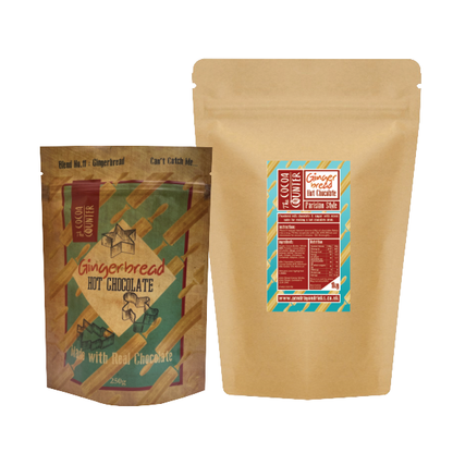 Gingerbread Hot Chocolate Flakes in a 1kg. and 250 grams bags. 
