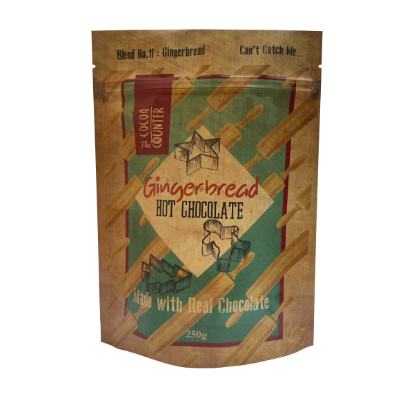 Gingerbread Hot Chocolate Flakes in a 250 grams bag. 