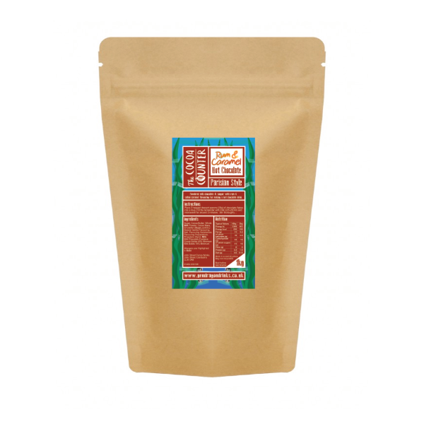 Milk Rum and Caramel Hot Chocolate Flakes in a 1kg.  bag. 