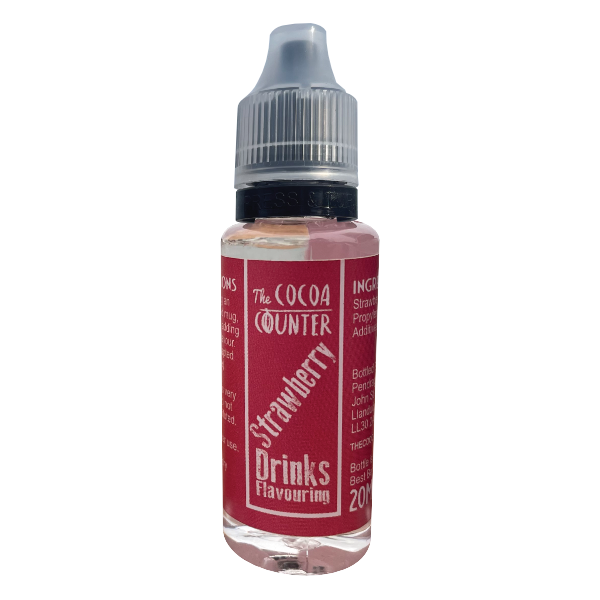 Strawberry drink flavouring in a bottle